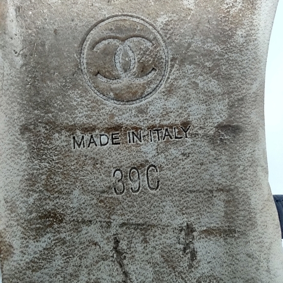 Chanel Size 39 thong sandals CC logo black leather flat Monogram - Picture 11 of 13